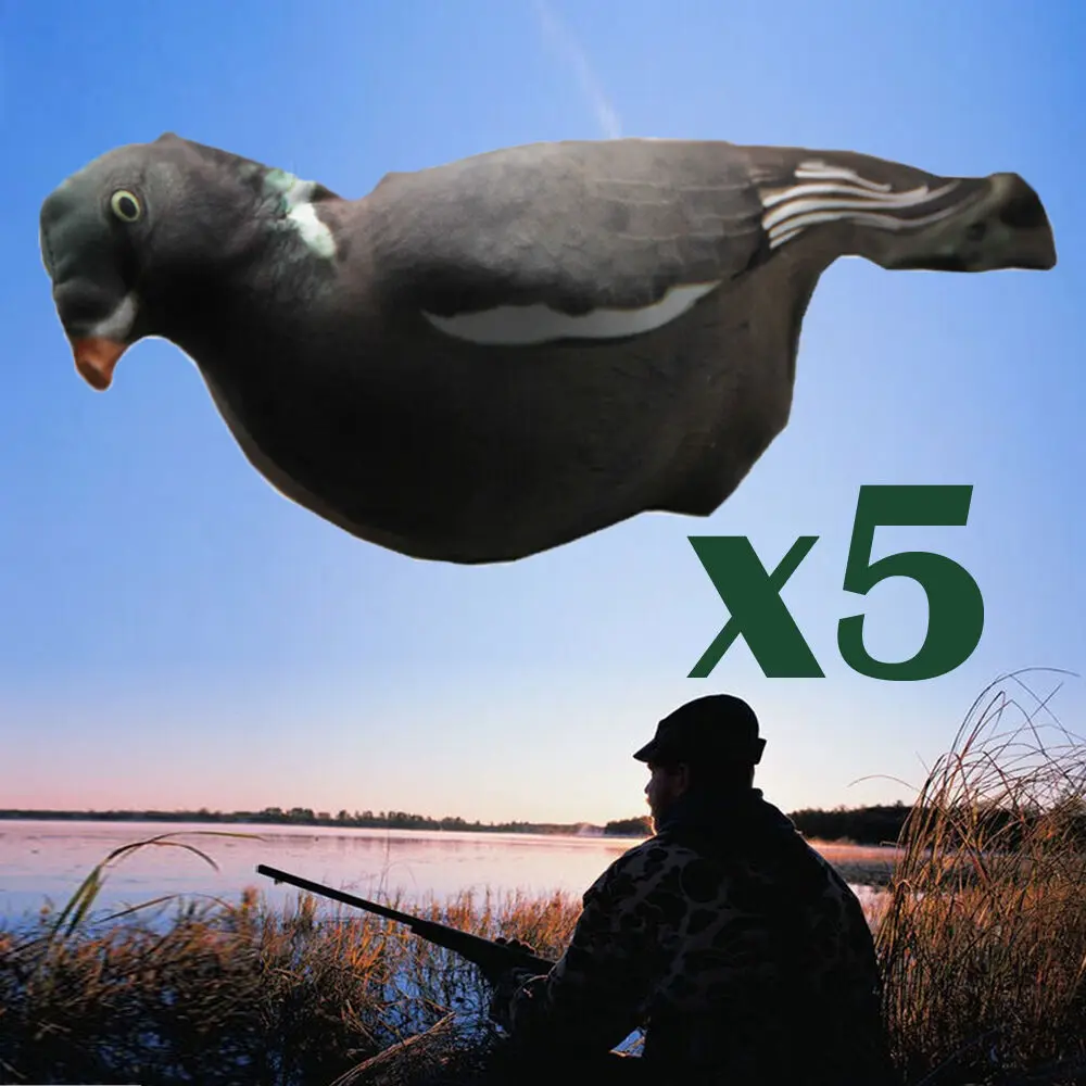 5pcs Hunting Decoy Pigeons 3D Realistic Flexible Fabric Full Body Decoy Dove Covers Fake Bird Hunting Accessory