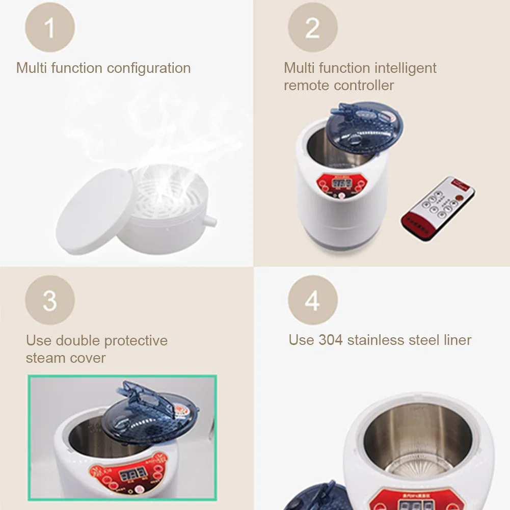 1000W 2L For Body Detox Portable Pot With Remote Control Stainless Steel Home Multifunction Sauna Steamer Spa Mist Moisturizing |