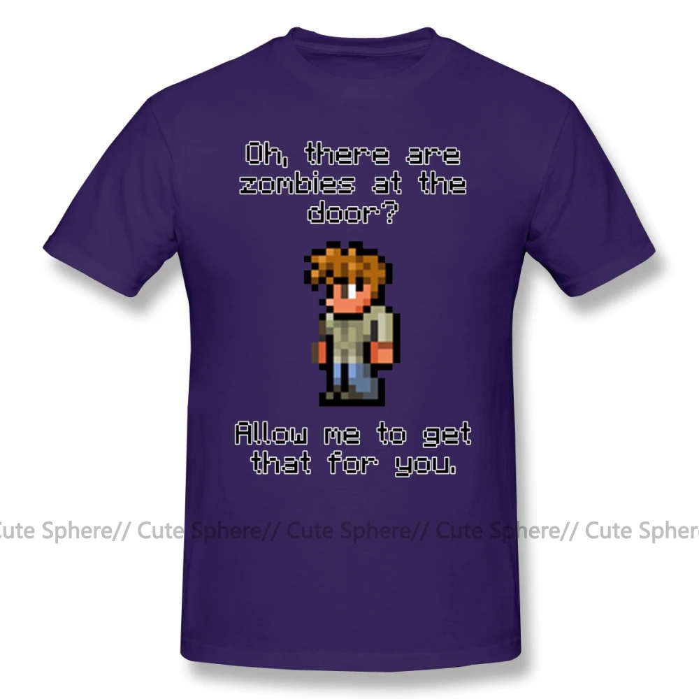Terraria футболка гид лайков зомби футболка с милым принтом Футболка 6xl Мужская Уличная хлопковая футболка с коротким рукавом - Цвет: Purple