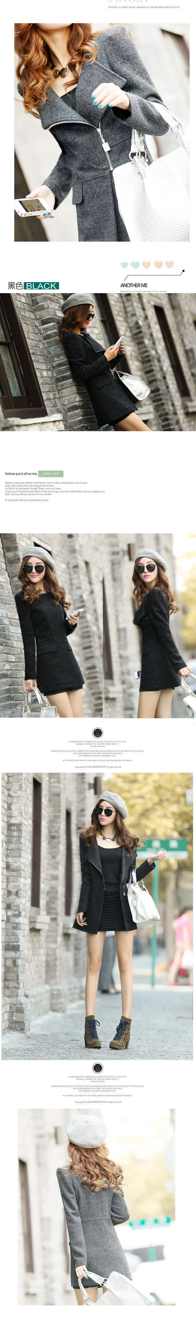 Женское теплое шерстяное пальто с отложным воротником повседневное приталенное