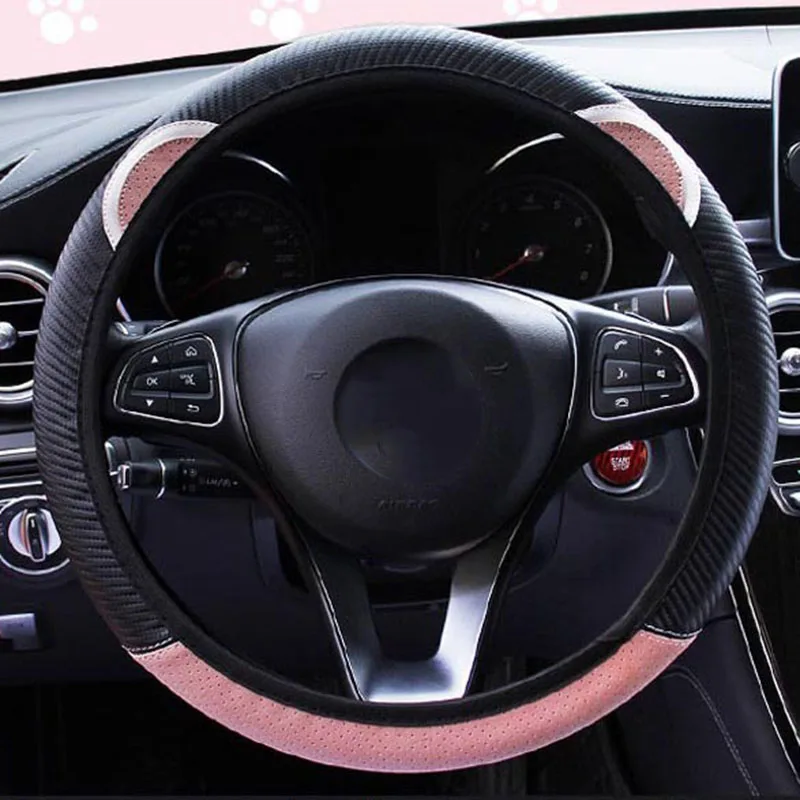 

2PCS Cute Cartoon Cat Ear Steering Wheel Cover for Women Universal Car-styling Steering-Wheel Covers Auto Decoration Accessories