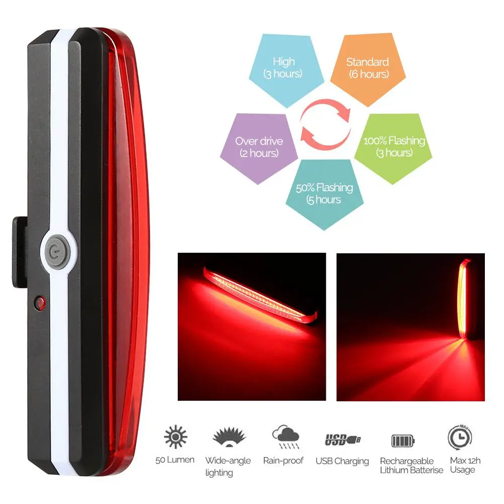 

Bike Bicycle light LED Taillight Rear Tail Safety Warning Cycling Portable Light USB Style Rechargeable or Battery Style