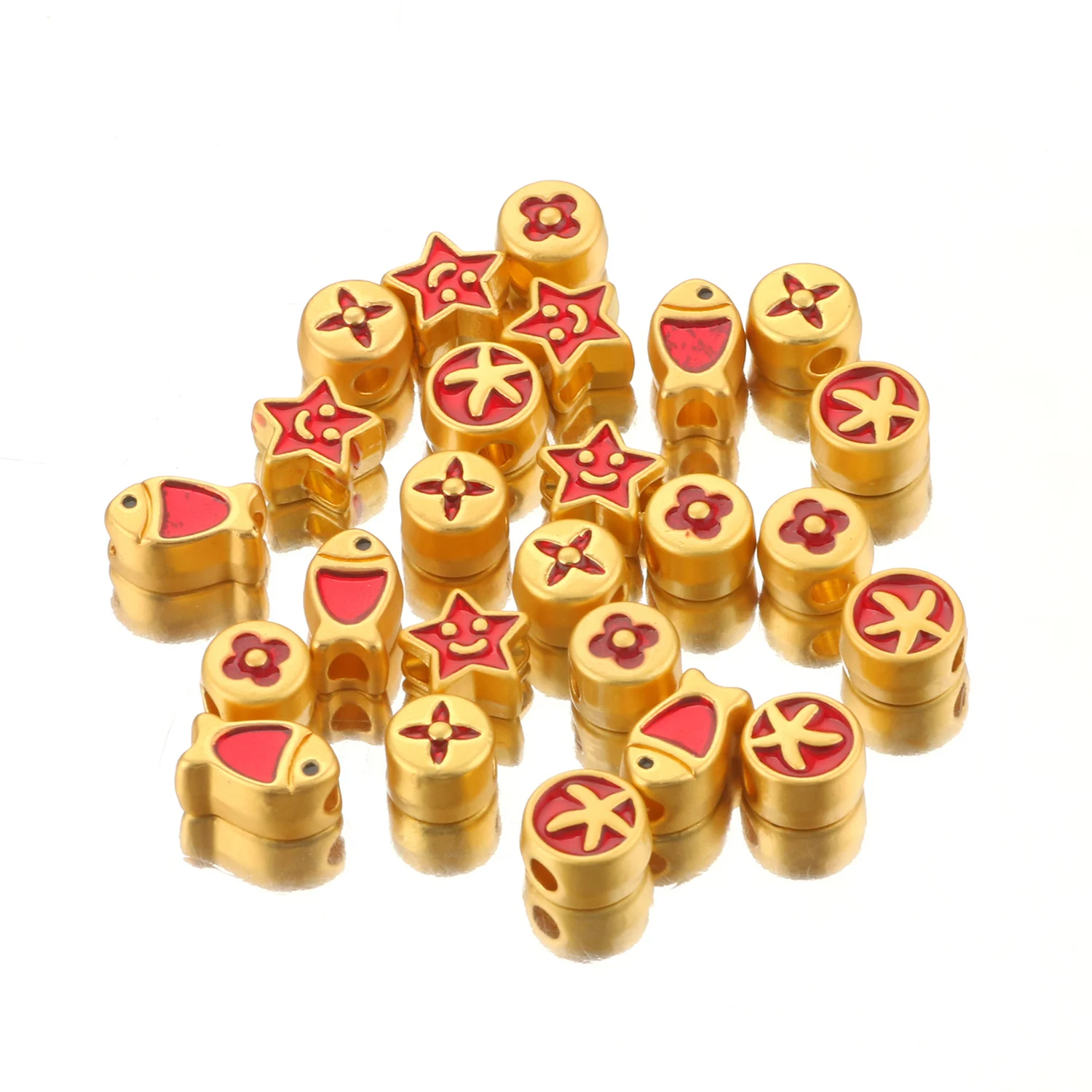 

10pcs/lot Charms Round Star Fish Metal Beads Matte Gold Beads fit 3mm Round Leather Cord Bracelet Necklace Jewelry Making