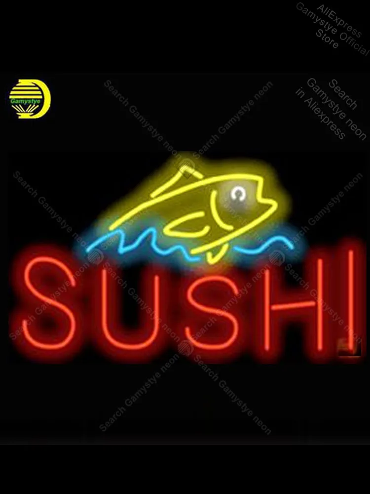 

Неоновая вывеска для суши с рыбой, неоновая трубка, вывеска, ручная работа, коммерческие окошки, неоновый фонарик, вывеска для окон, гаража, н...