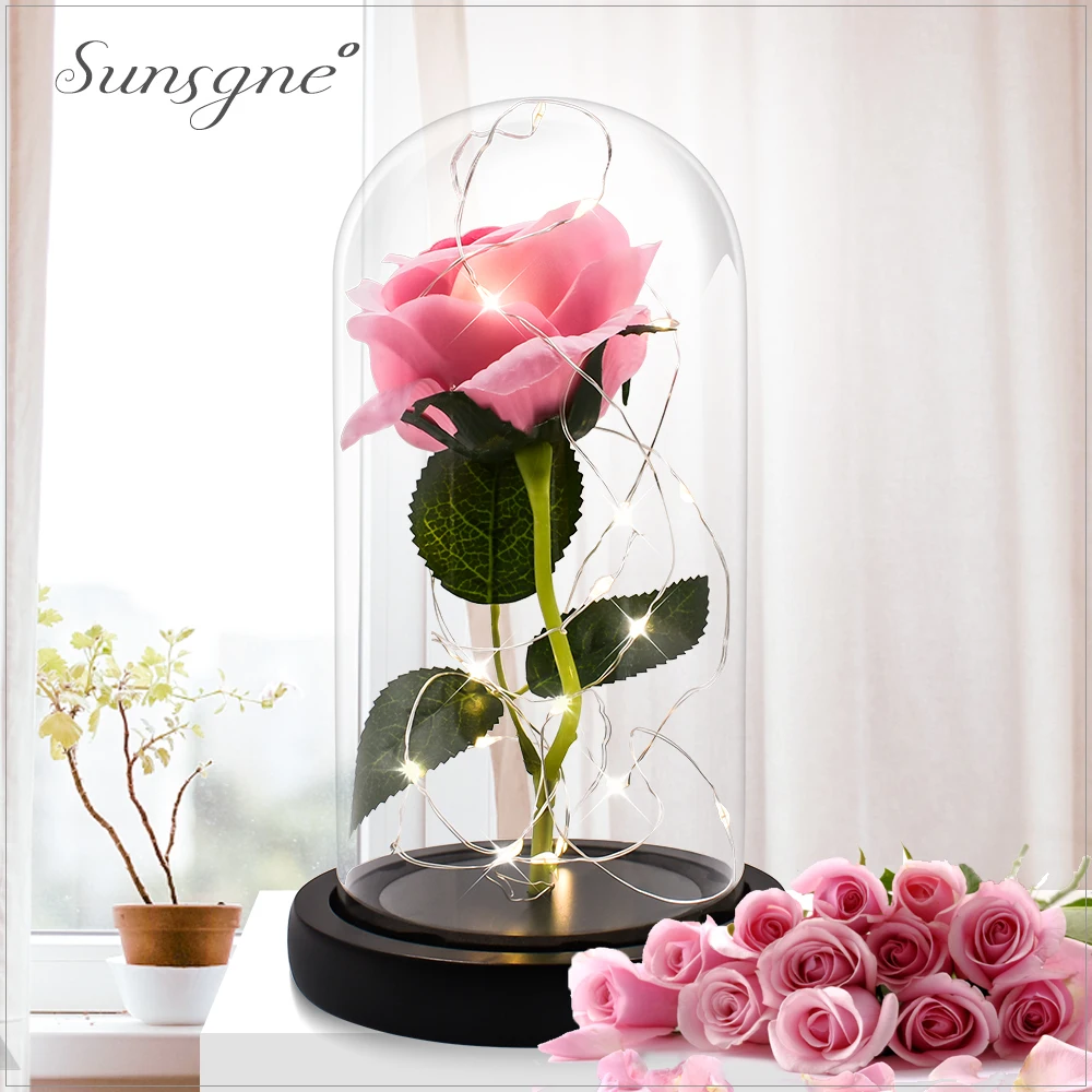 Новогодний сувенир подарки для комнаты декоративные искусственный цветок розы с