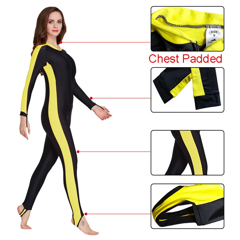 

Sbart Upf 50+ Lycra Rash Guard Men Women Black Full Body One Piece Swimwear Long Sleeve Diving Wetsuit Surf Suit Sun Protect