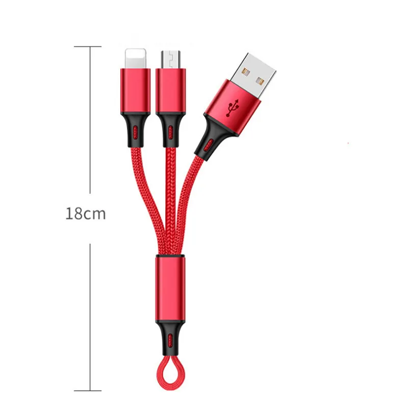 Мини 2 в 1 USB кабель для iPhone Xs Max Xr X 8 7 6 6 S Plus быстрое зарядное устройство Micro USB для samsung S5 S6 S7 Xiaomi шнур для мобильного телефона