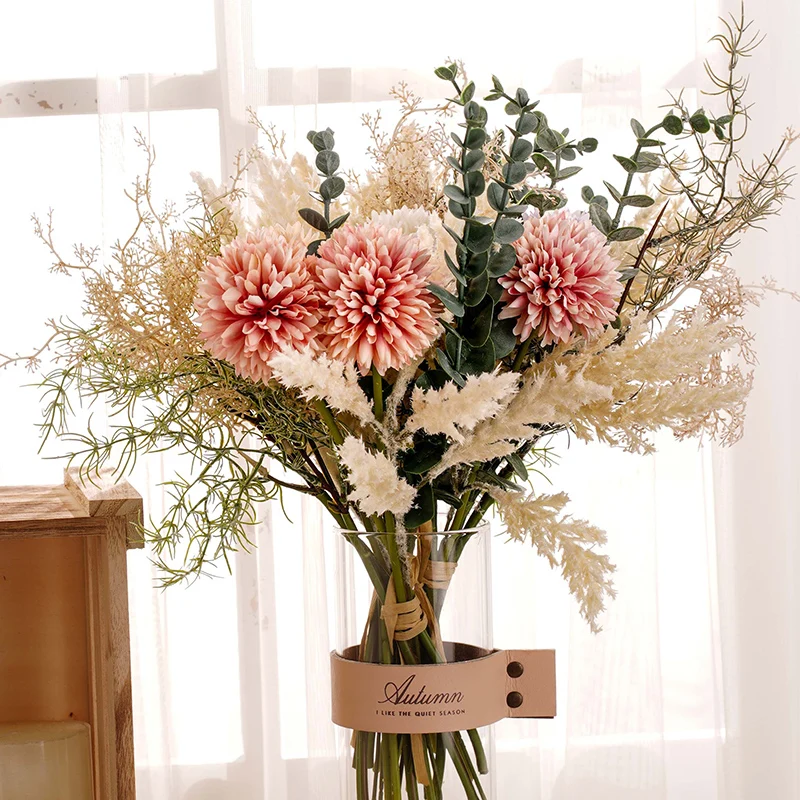 

Artificial Dandelion Flowers Centerpieces for Tables Home Living Room Decor Fake Pampas Grass Wedding Arrangement Bridal Bouquet