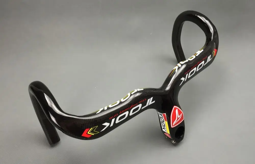 Дешево Изгибающаяся рукоятка для шоссейного велосипеда, встроенный глянцевый руль из углеродного волокна 3K с защитой от падения для руля 28,6x40 0/420/...