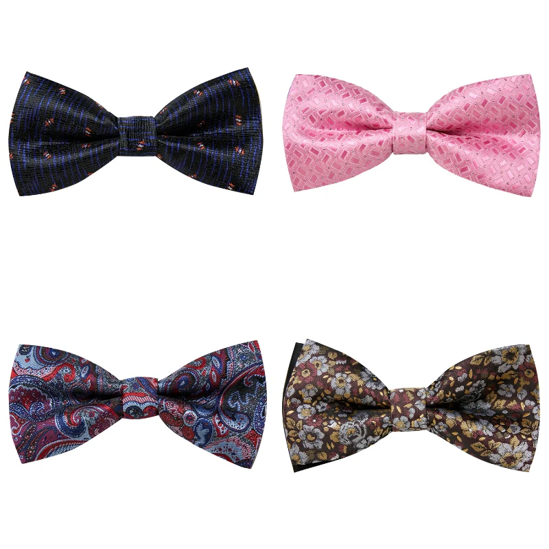 

Many Color Jacquard 100% Silk Bowknot Formal Clothing hombre Printed Wine Red Performance Independence Day
