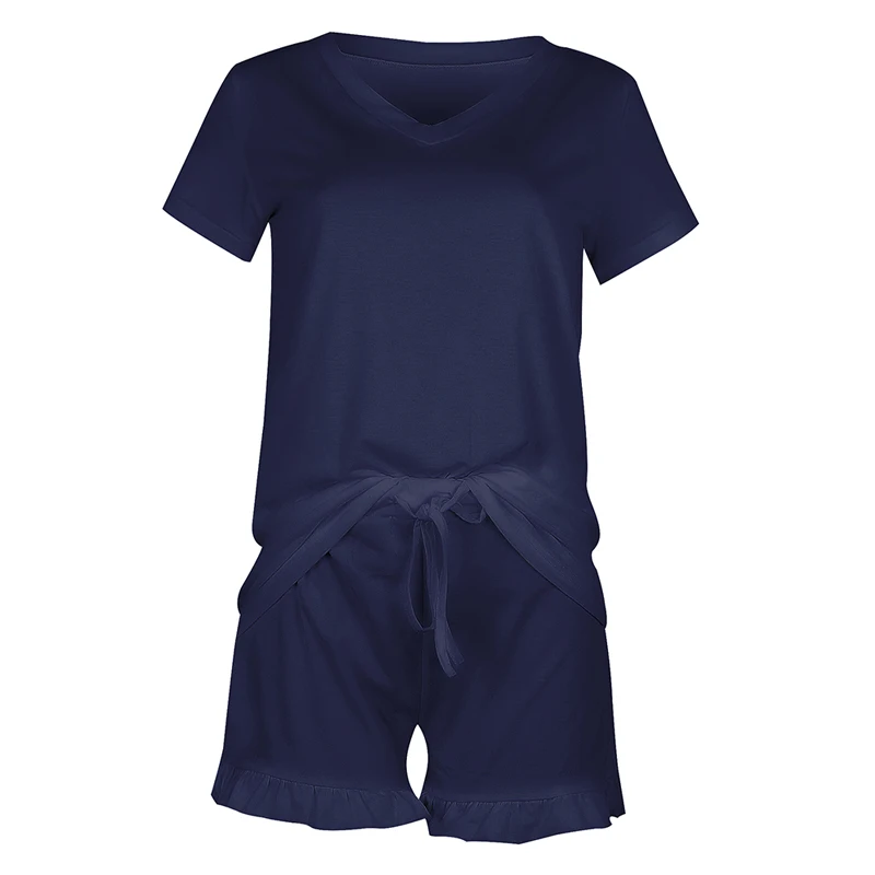 

Pijama Women Pajama Set Cotton Short Sleeve Solid Sleepwear Set Pyjama Femme Pijama Sexy Nightgown Womens Pajamas Sleepwear