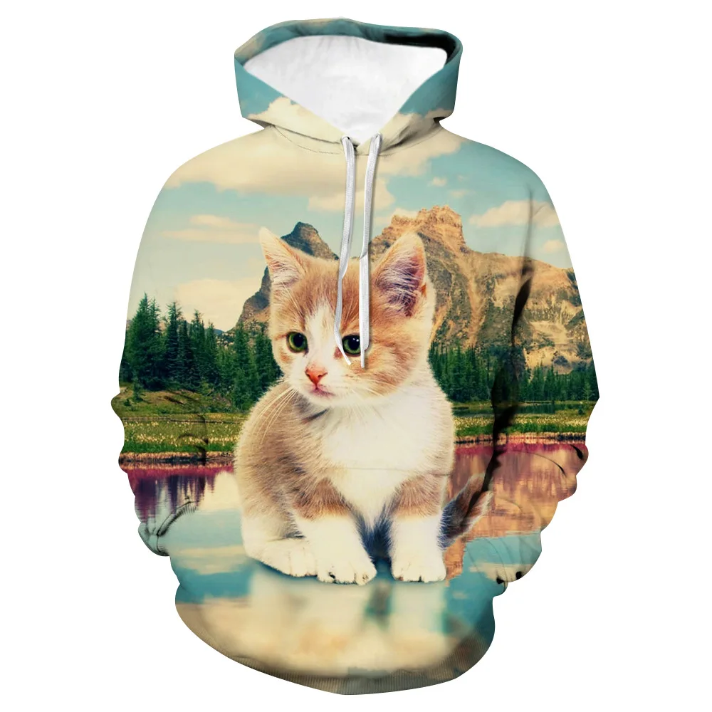 

Autumn and Winter Cute Cat 3D printing Men and Women Street Shooting Tide Hooded Sweatshirts Trend Hip-hop Quality Jacket Coat