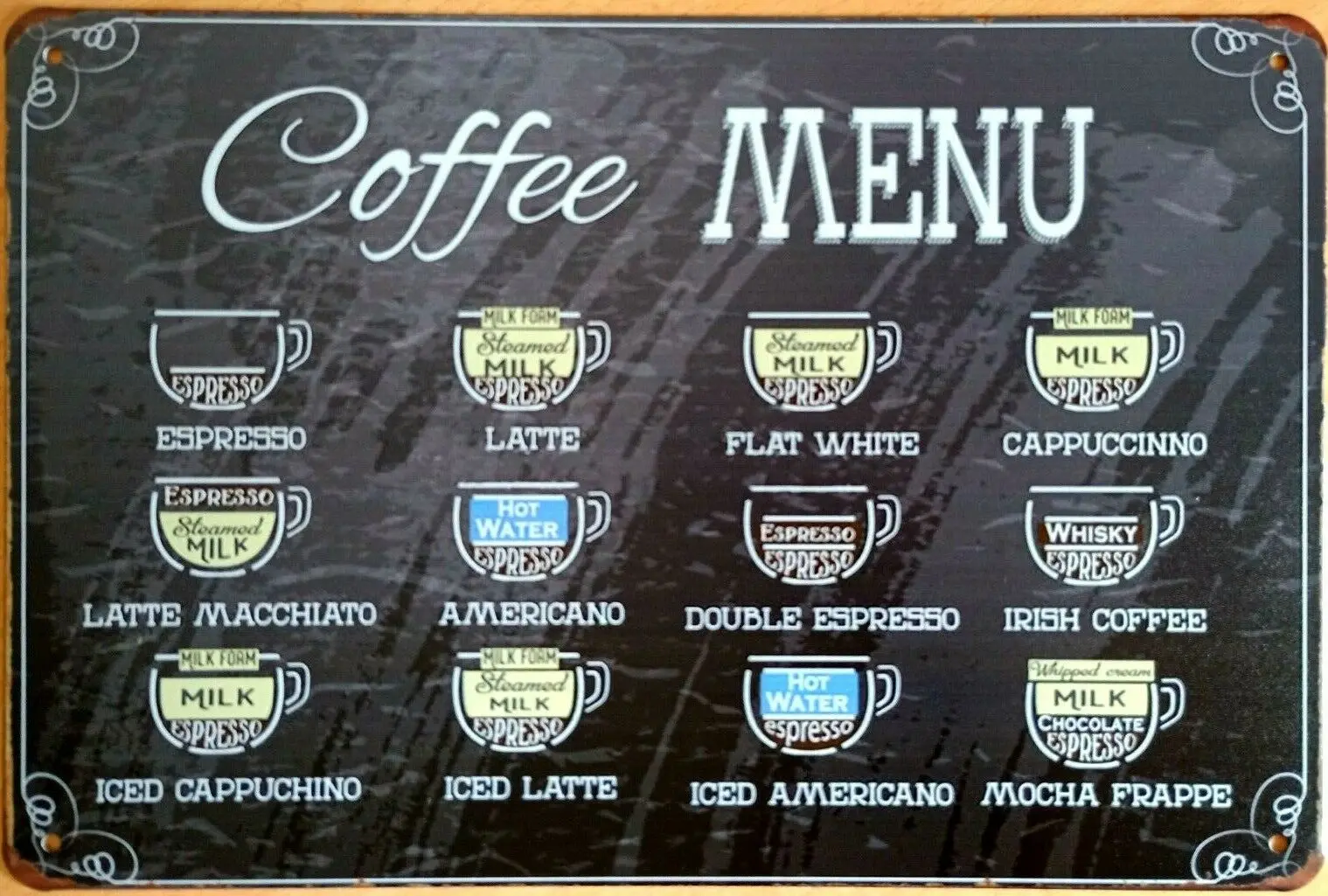 

Винтажные оловянные знаки в стиле меню кофе, Настенный декор, художественный плакат на стену, кухня, кафе, кафе, паб, бар