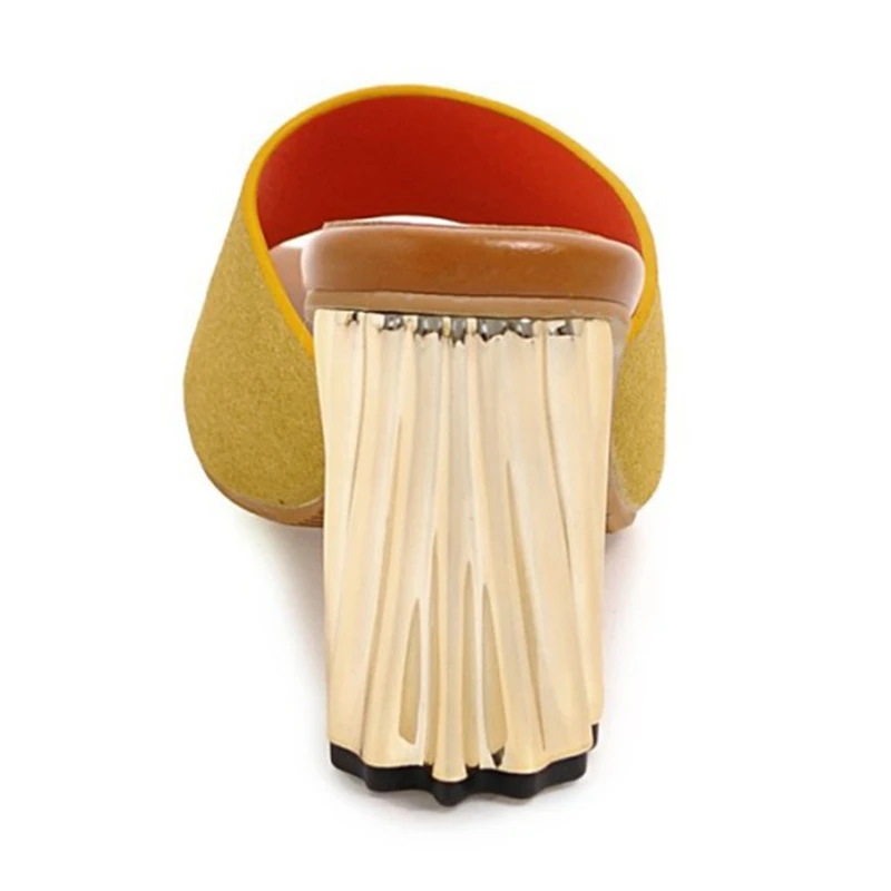 Günstig REAVE KATZE 2020 Sommer Neuheit Frau Im Freien Hausschuhe Peep Toe 8cm Glänzende Seltsame Heels Plus Größe 33-43 Casual Party A2921