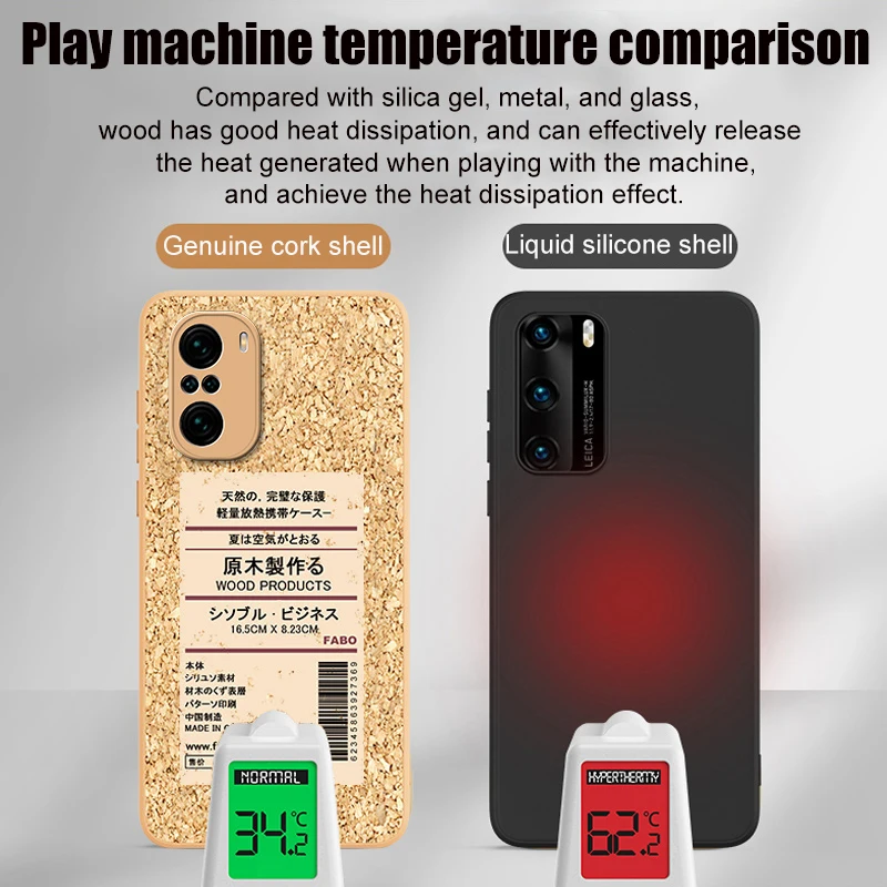 luxury cork wooden phone case for xiaomi redmi note 10 10s pro max mi 11 10 pro ultra poco f3 heat dissipation soft back cover free global shipping