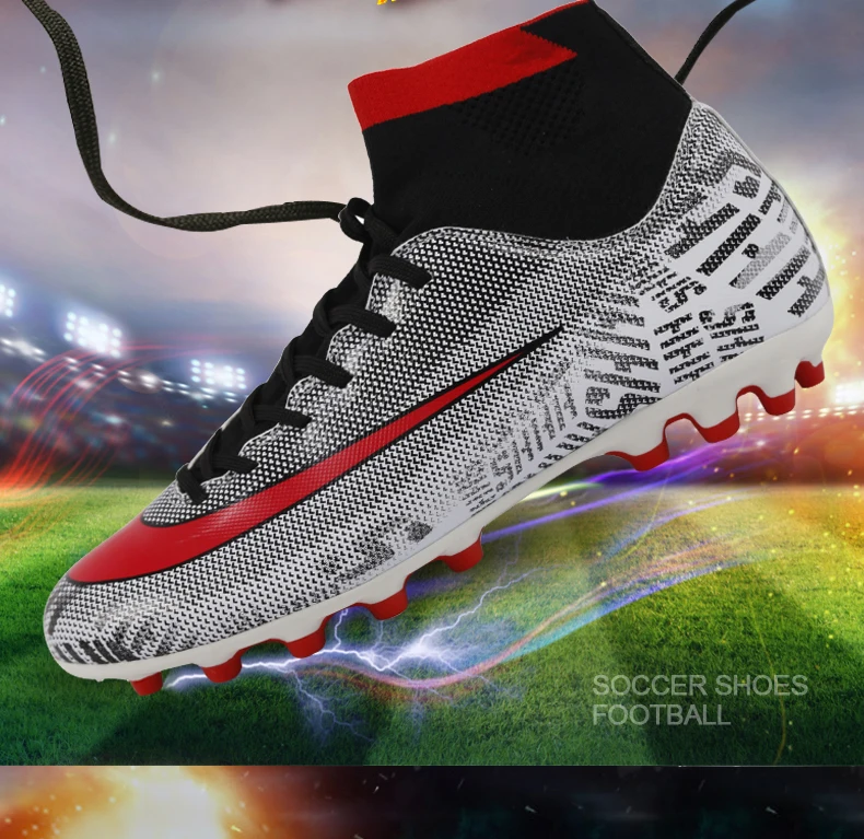 HoYeeLin Indoor Black Men Soccer Shoes Kids Cleats Training Football Boots High Ankle Sport Sneakers Size 35-45 Dropshippin