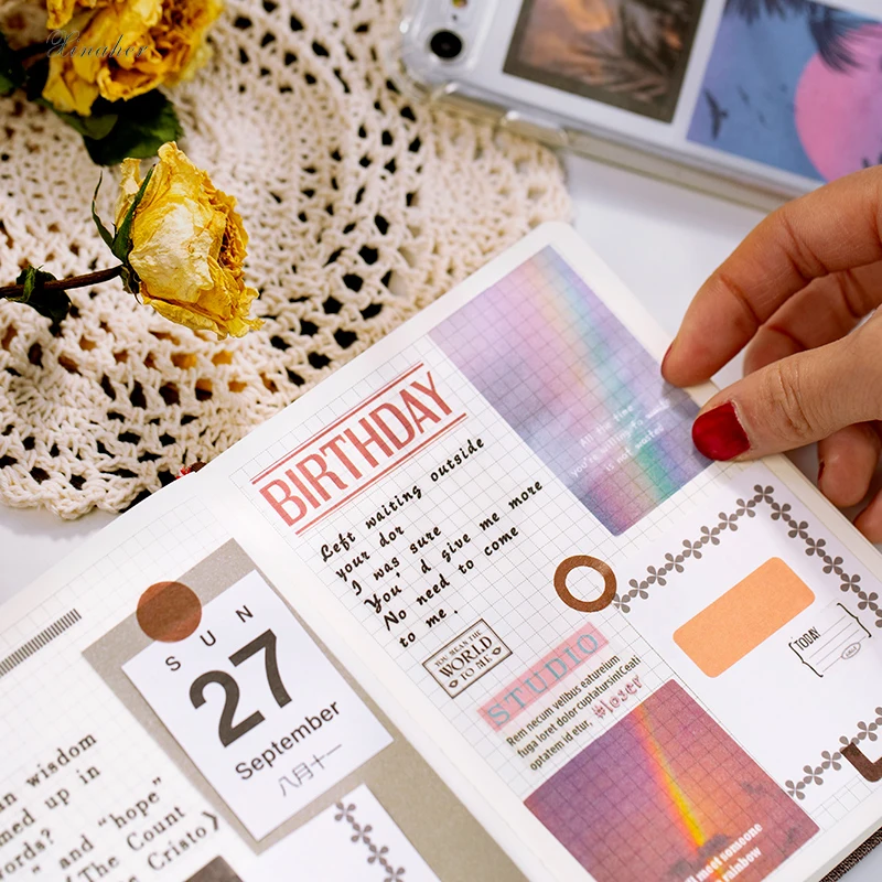 100 шт./пакет винтажные небесные звезды цветок INS стильные Васи бумажные наклейки