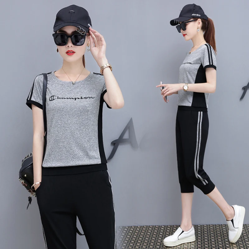 Модный комплект из 2 предметов 2021 года свободные летние укороченные брюки с