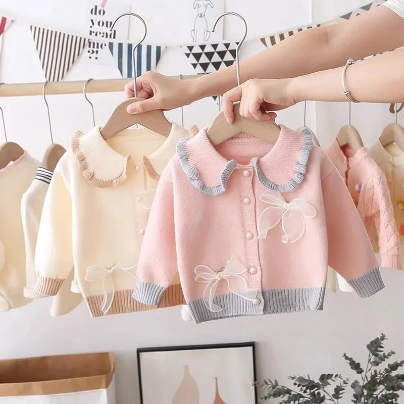 

Girls Sweater Jacket Spring and Autumn Coat Baby Children Baby New Sweater Knit Cardigan Top