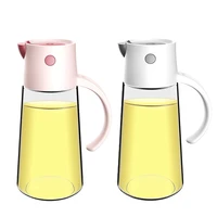 schnesland 550ml olive oil bottle for kitchen auto flip glass vinegar dispenser cruets