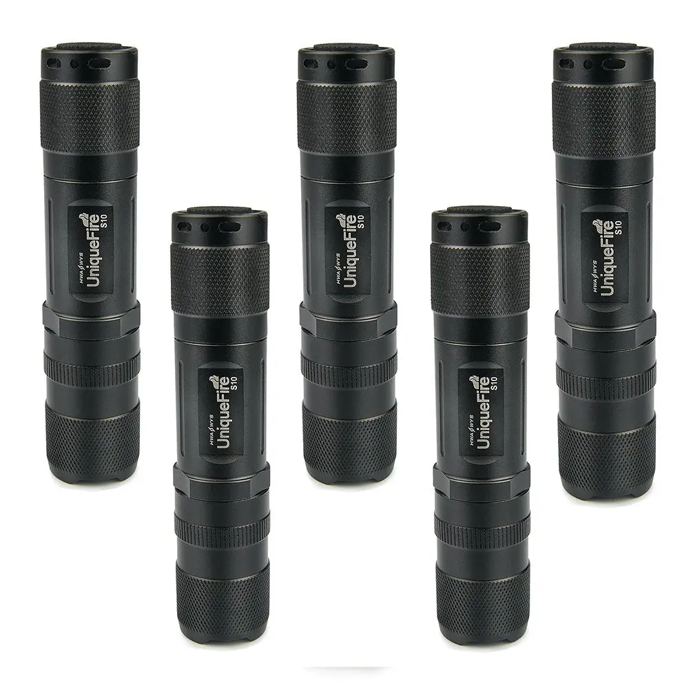 

Pack of 5, UniqueFire UV 395nm Ultraviolet LED Hand Torch Black Light Detection In Scorpion, Jade, Pets Are Urine and Bed Bug