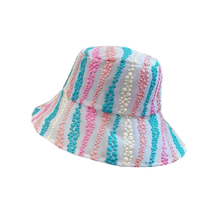 

Rainbow Colors Women Bucket Hats Lady Street Style Harajuku Retro Mesh Lace Breathable Outdoor Sunscreen Travel Vacation Caps