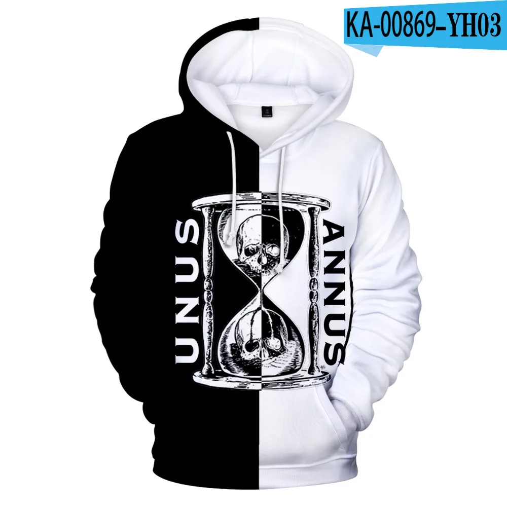 

New TV Unus Annus Hoodies Black And White 3D Sweatshirts Men Women Casual Autumn Winter Pullover Boys/girls Unus Annus Hoodie