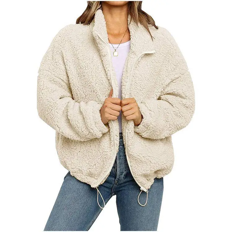 

2020 Faux Jacket Coat Women Autumn Winter Zipper Lapel Warm Thick Coat Tops Female Casual Overcoat Oversize Outerwear