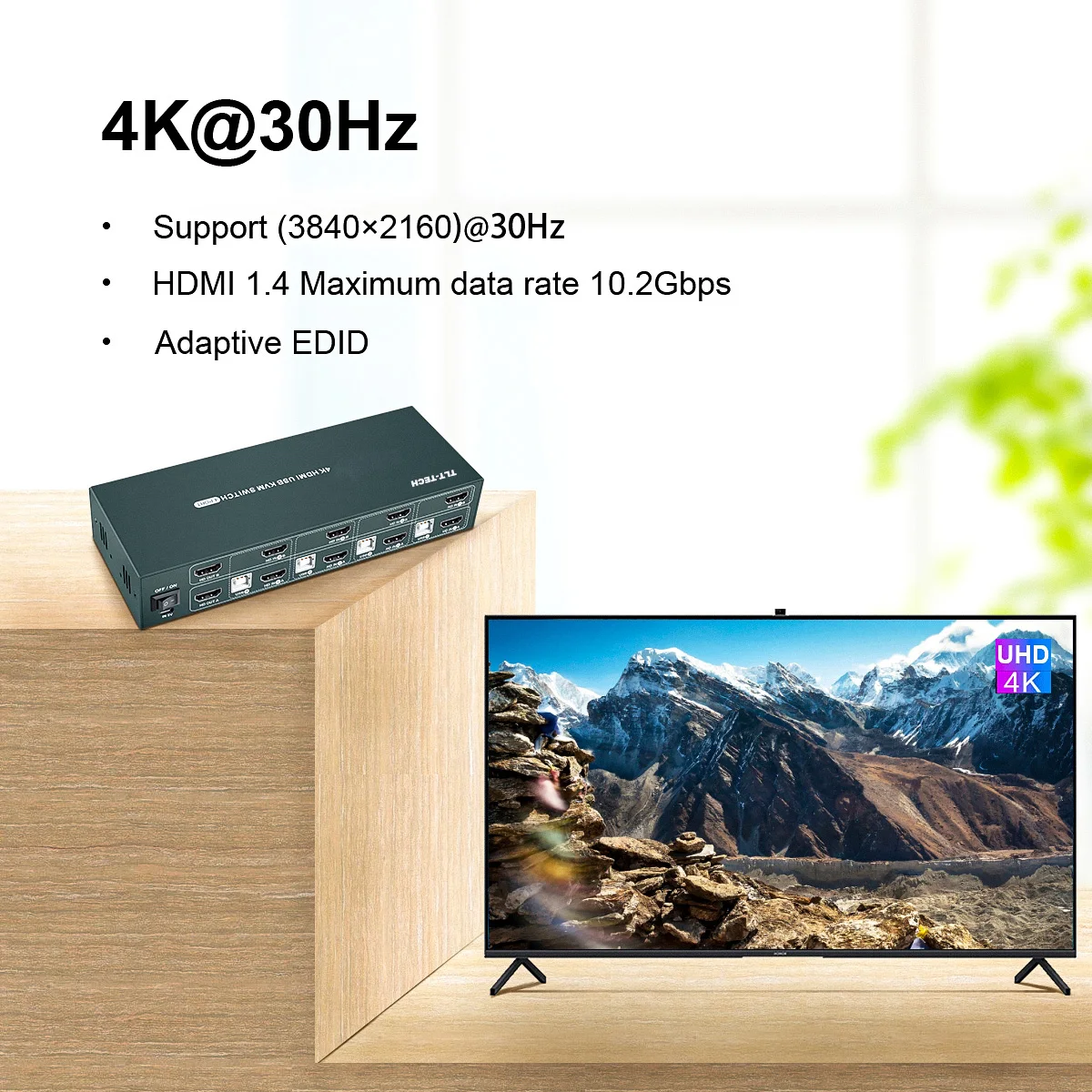 KVM-переключатель с 4 портами двойной монитор дисплей 4K 30 Гц компьютеры x 2