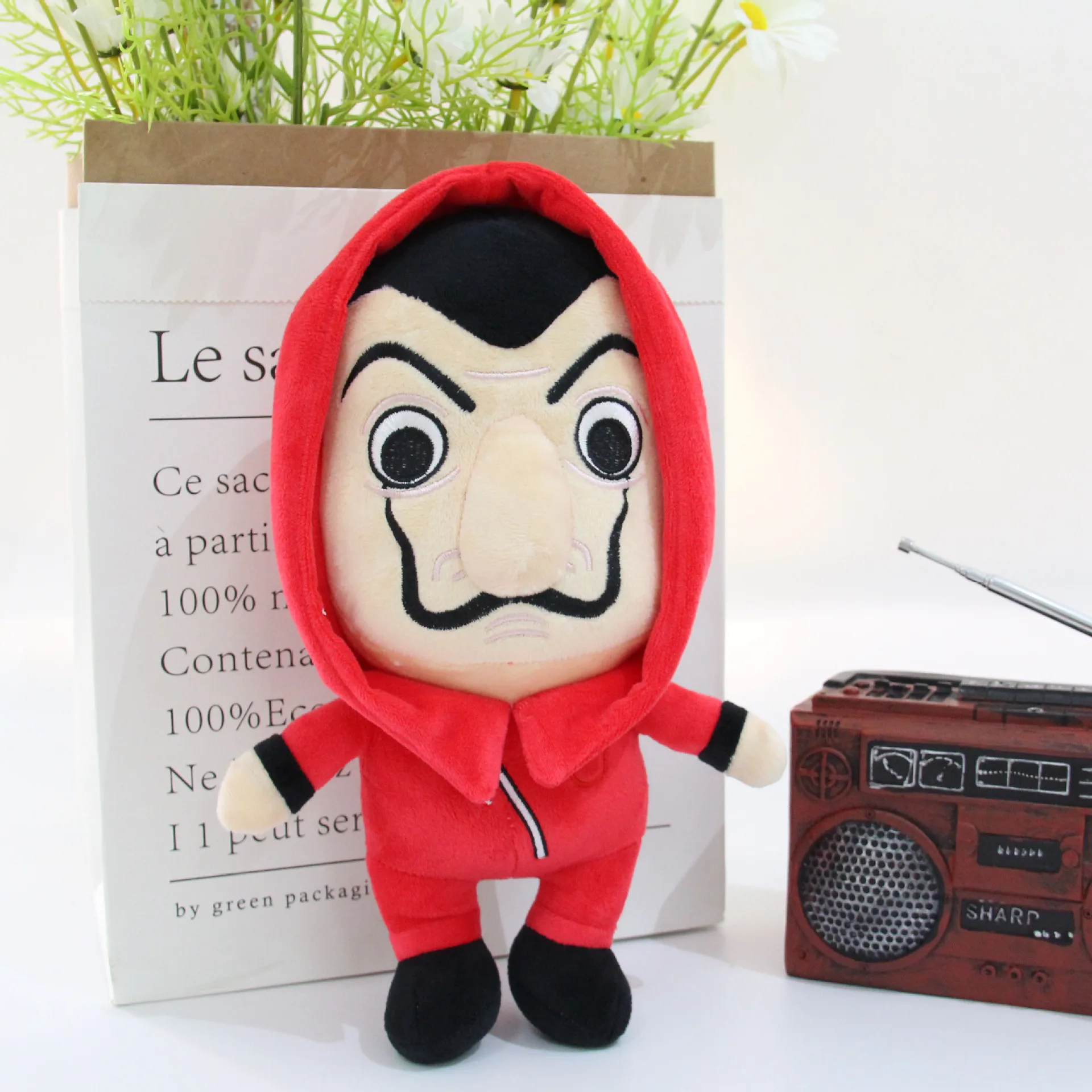 

23CM Movie La Casa De Papel Salvador Dali Plush Doll Anime Cosplay Costume Props Accessories