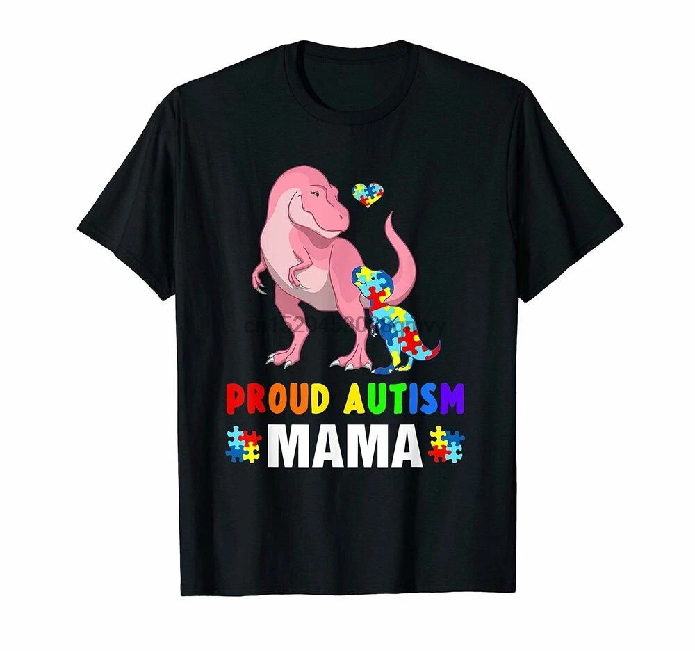 Динозавра T-rex в парк развлечений с гордостью аутизма футболка мама подарок