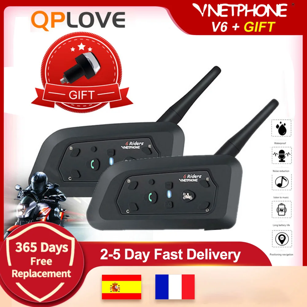 Vnetphone V6 переговорное bluetooth устройство для 1200 м мотоциклетного шлема полный