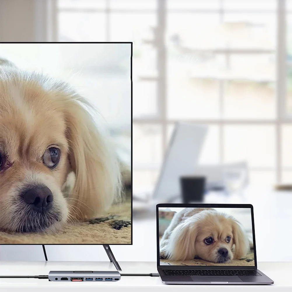 

4K VGA PD Data Transmission Audio Hub Dock 9 In 1 Adapter Type C To VGA For SD Slot TF Port Multifunction For MacBook