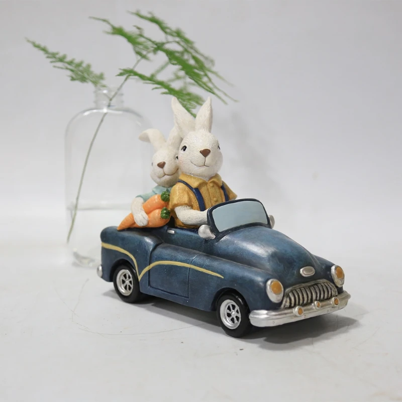 

50 фунтов пасхальное украшение, автомобильный кролик, статуя, украшения, винтажная деревенская фигурка с микроландшафтом