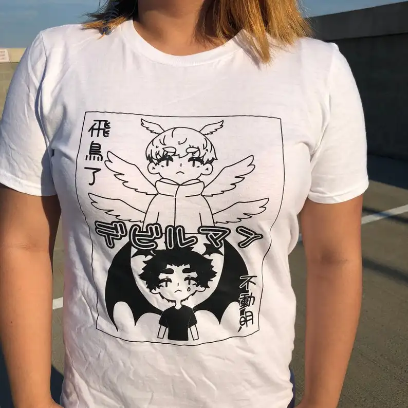 Футболка унисекс в японском стиле Харадзюку Devilman хлопковая футболка с коротким