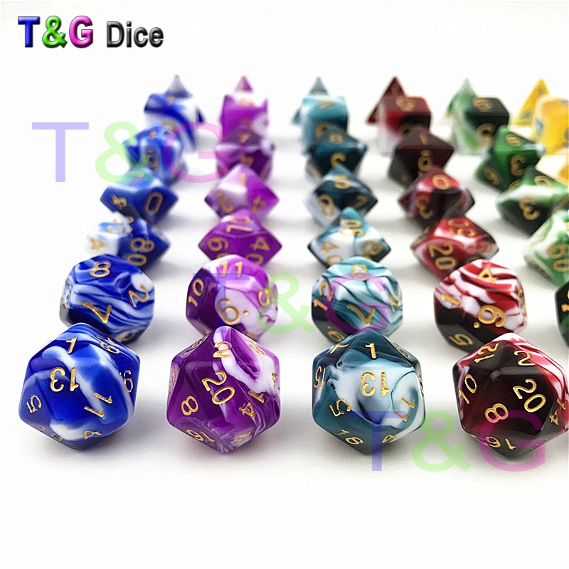 Новые 7 шт трпг кости для подземелий и драконов D4 D20 многогранные игры Кубики