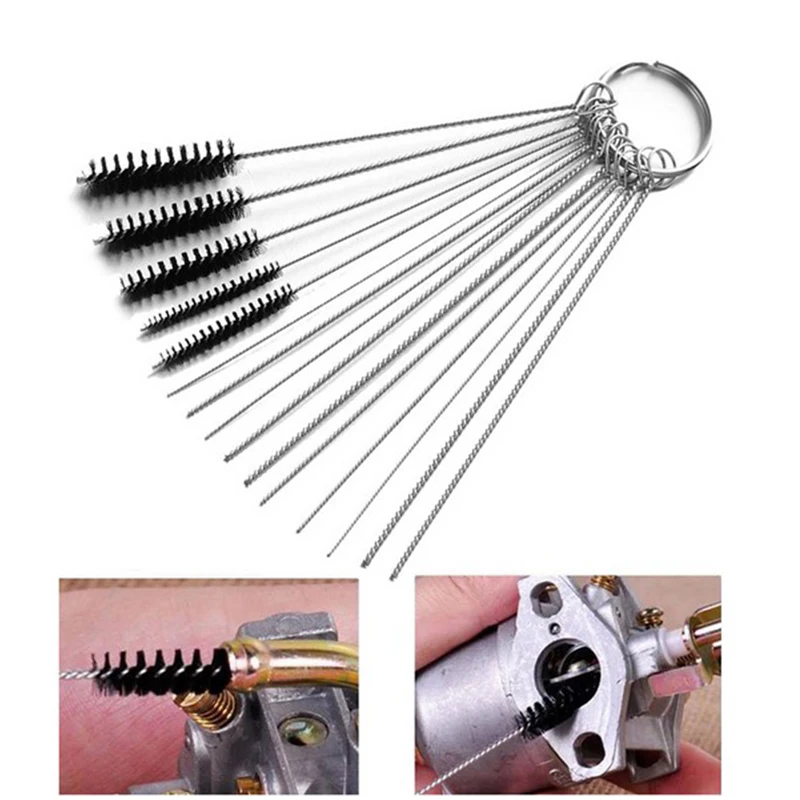 

Автомобильный карбюратор углеродный грязеотталкивающий набор 10 чистящих игл 5 кистей удобный инструмент