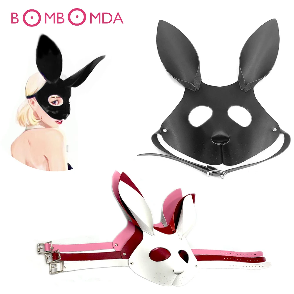 Маска с кроликом БДСМ эротическая маска для глаз из кожи кролика Сексуальные