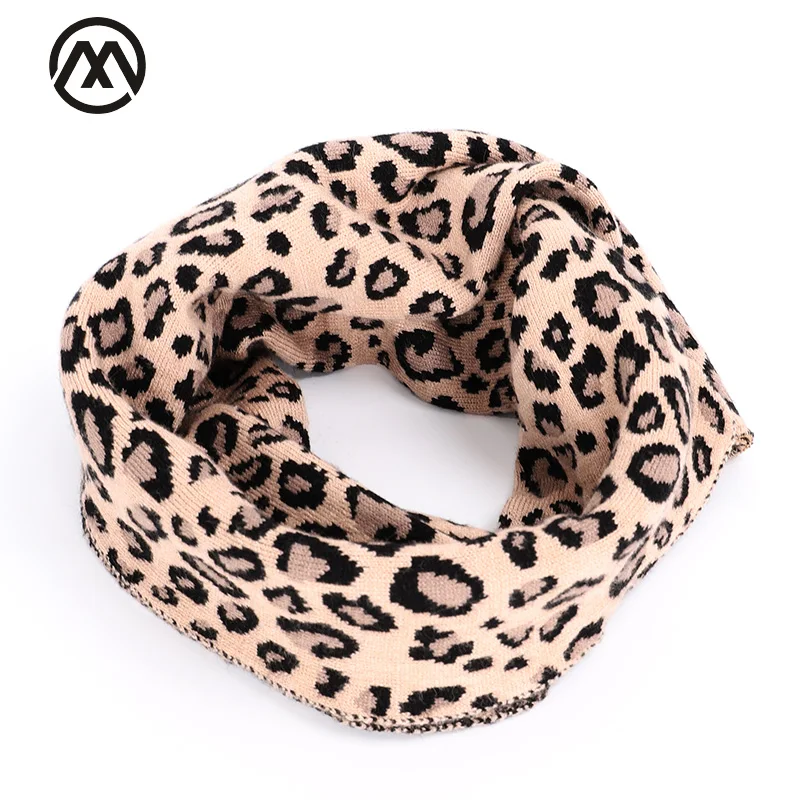 Женский шарф с леопардовым принтом зимний теплый плотный хлопковый высокого