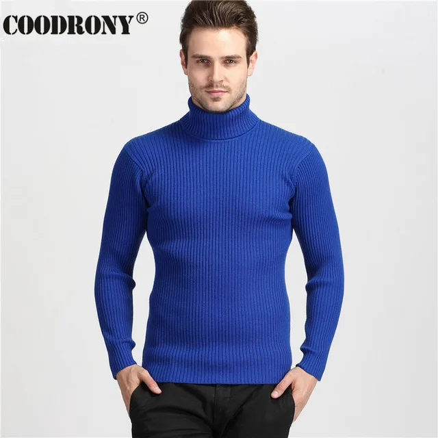 

COODRONY Christmas Sweater Men Clothes 2020 Winter Thick Warm Casual Knitwear Turtleneck Pullover Classic Pure Color Jumper 8253