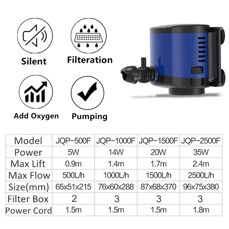 220 В бесшумный внутренний аквариумный фильтр Водяной насос 3 в 1 Sunsun погружной