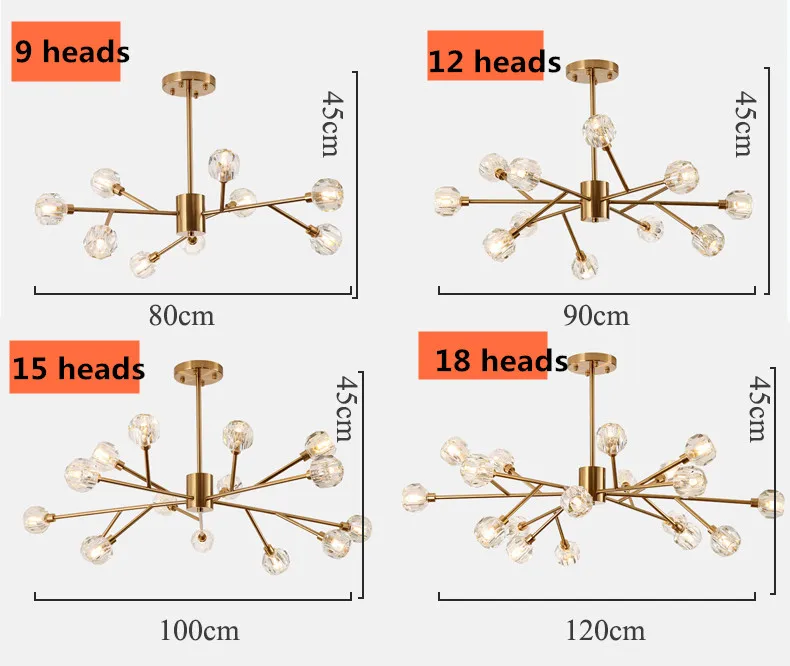 Хрустальный шар потолочное освещение золотые ветки дизайн потолочная лампа G9