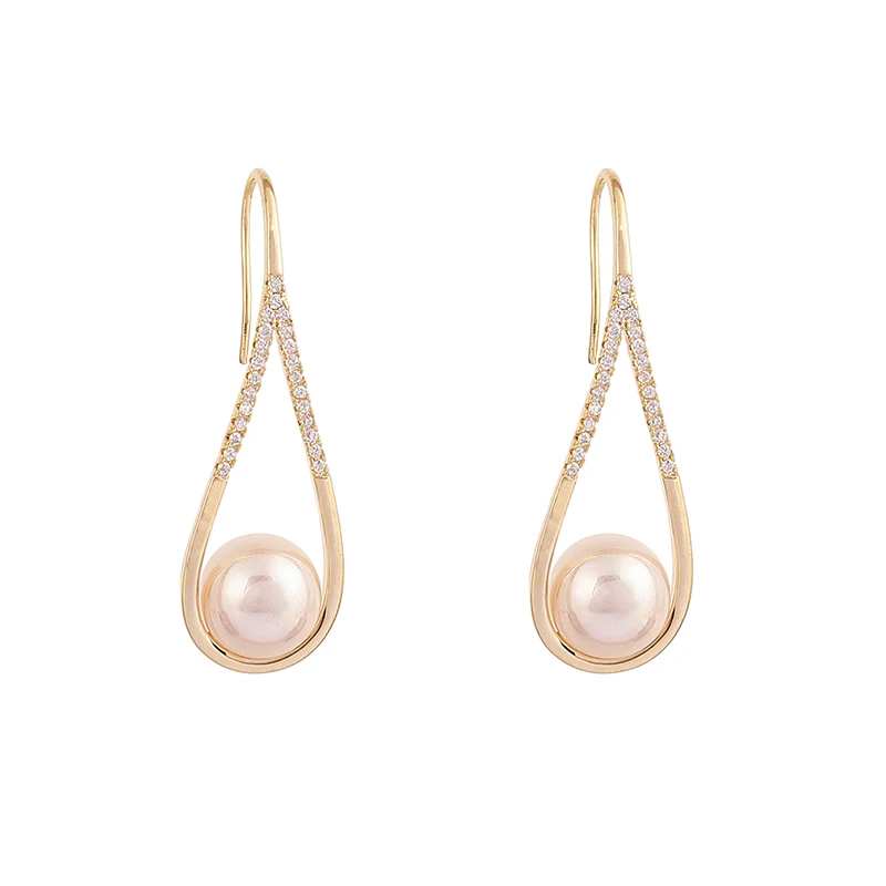 

High Level Exquisite Geometric Gold Earrings For Woman 2021 Korean Fashion Jewelry Luxurious Gothic Party Girls Pearl Earrings