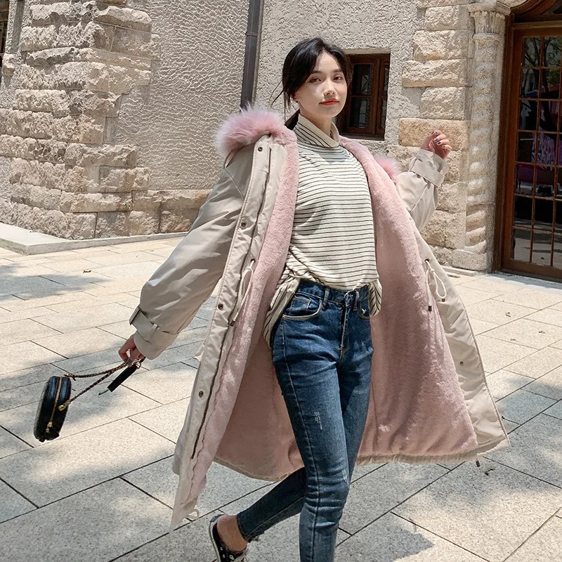 Модная Длинная женская зимняя куртка с хлопковой подкладкой теплая плотная