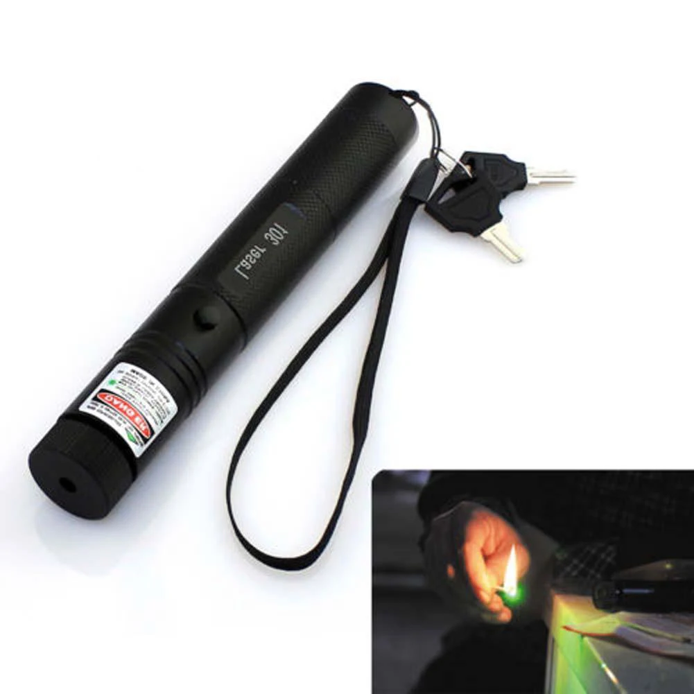 

Green Laser Pointer Pen Focus Adjustable 532 Nm Zoomable Burning Laser&Key