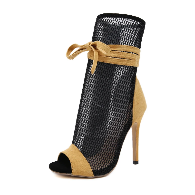 

New Women Summer Sandals 2021 High Heel Sexy Peep Toe Ankle Boots Fashion Laces Hollow Stiletto Sandals Boots Party Shoes Woman
