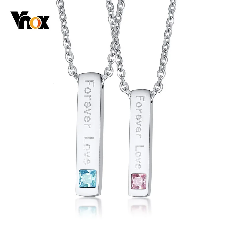 Vnox его и ее ожерелья для пар обещание навсегда любовь горный хрусталь кулон