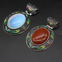 natural stone alloy pendant lace egg shaped semi precious for jewelry making diy necklace bracelet accessory
