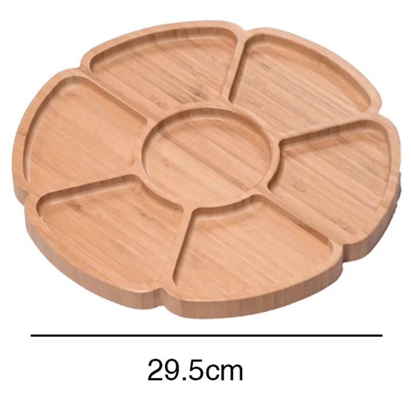 

Creative Fresh Food Preservation Tray Bamboo Bowls Plates Solid Wood Food Pan Plate Fruit Dishes Trays Solid Wood Plate