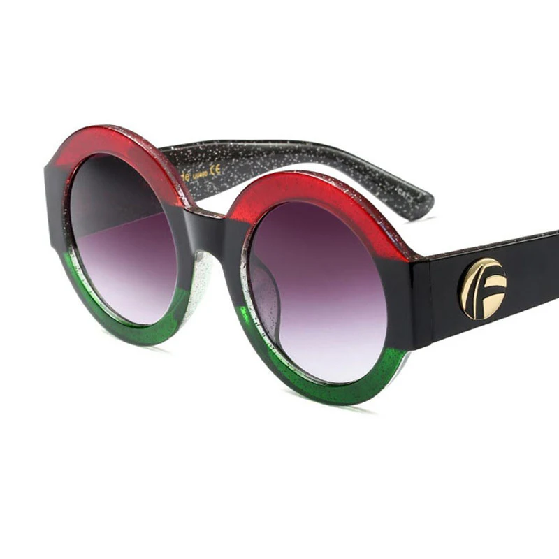 Блестящие Круглые Солнцезащитные очки женские тренды Роскошные итальянские